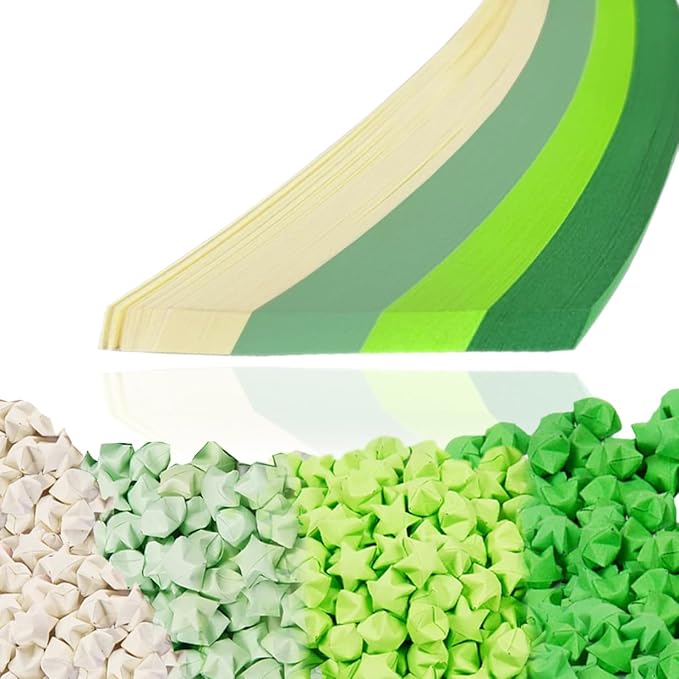 Origami Paper Stars, Colorful Handcraft Origami Lucky Star Paper DIY Paper Arts Creativity Hand Art Crafts(Green gradient 540 sheets)