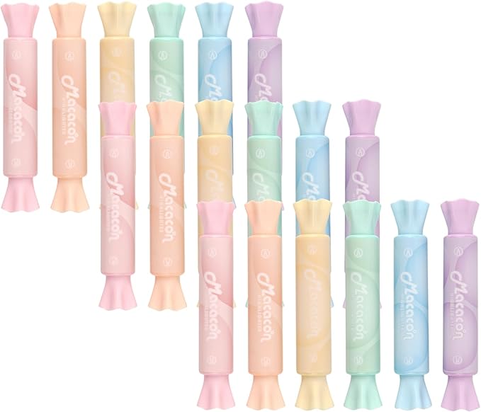 chosch 18 Pack 6 Colors Candy Shape Highlighter Daylight Fluorescent ink Highlighter for Students