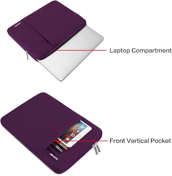 MOSISO Laptop Case 16 inch, 15-15.6 inch Laptop Sleeve Compatible with MacBook Pro 16 M5 M4 M3 M2 M1, HP Acer Dell Lenovo ASUS, Polyester Vertical Computer Sleeve Bag with Pocket, Magenta Purple