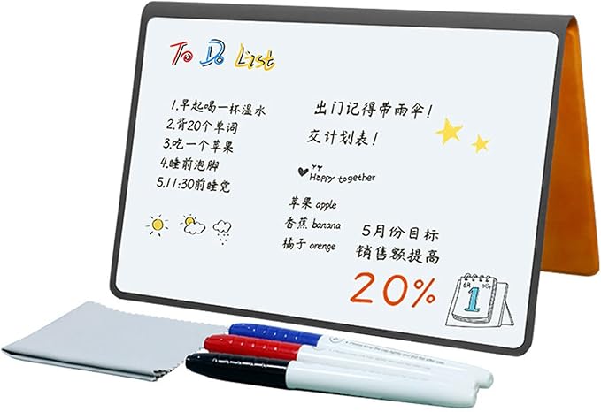 Double-Side Magnetic Whiteboard Notebook with Erasable Marker Portable Writing Board for Office Meeting Writing Drawing Erasable Notebook
