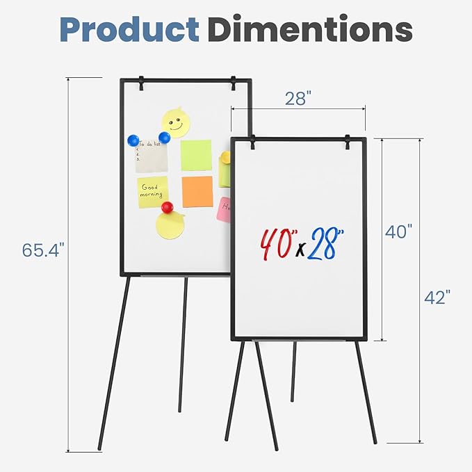 NEWBULIG Magnetic Dry Erase Board 40" x 28", White Board with Adjustable Stand, Heavy-Duty Aluminum Frame & Accessory Tray for Office, Classroom, Home & Presentations, Black