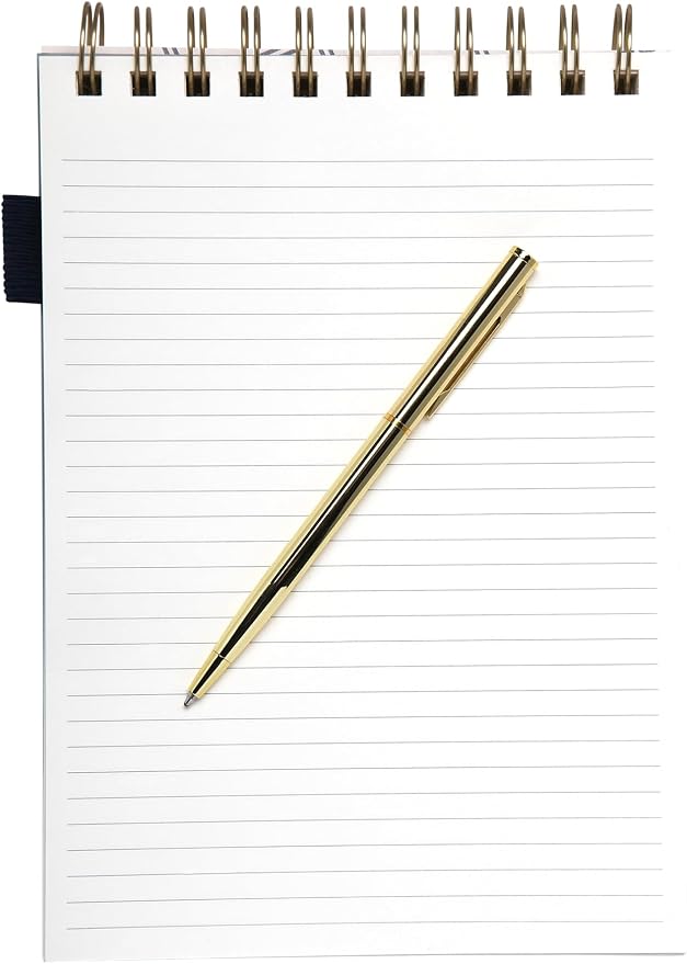 Eccolo Steno Notebook 120 Sheets Top Spiral Notebook with Gold Pen 6x8