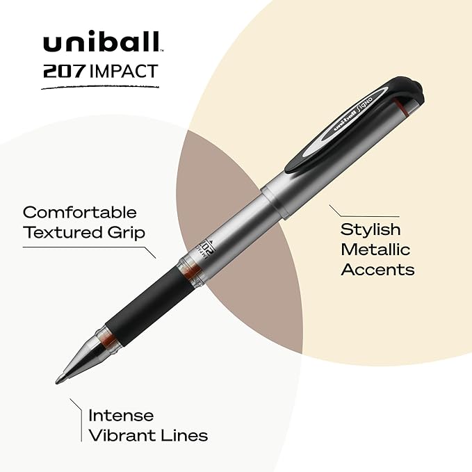 uniball 207 Impact Gel Pens, Bold Point (1.0mm), Red, 12 Pack