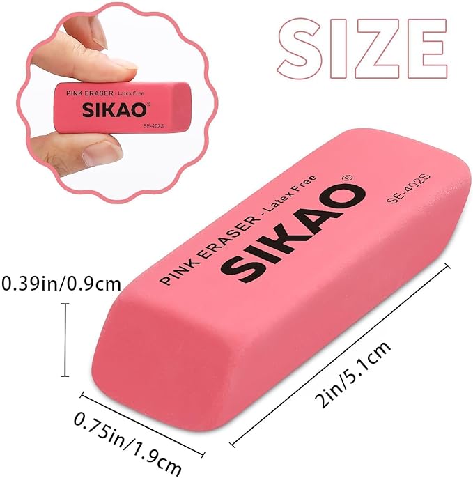 Pink Erasers, 12 Pack Pencil Erasers for Kids – Latex-Free & Smudge-Free Beveled Rubber Erasers for School Supplies, Classroom, Art & Homework
