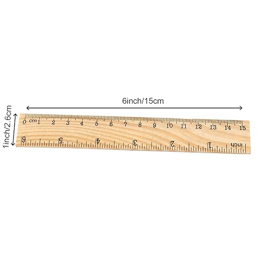 144 PCS 6 Inch 15 cm Wooden Rulers, 2 Scales Accurate Wood School Ruler Double Sided Wood Measuring Tool for Students, Crafts, Office, Home Uses