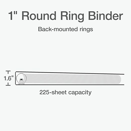 Oxford 1 Inch Binder, Durable 3 Ring 1 Inch with View Cover, XtraLife Hinge, Non-Stick PVC-Free, Red, 225-Sheet Capacity, Single Binder (1017671)