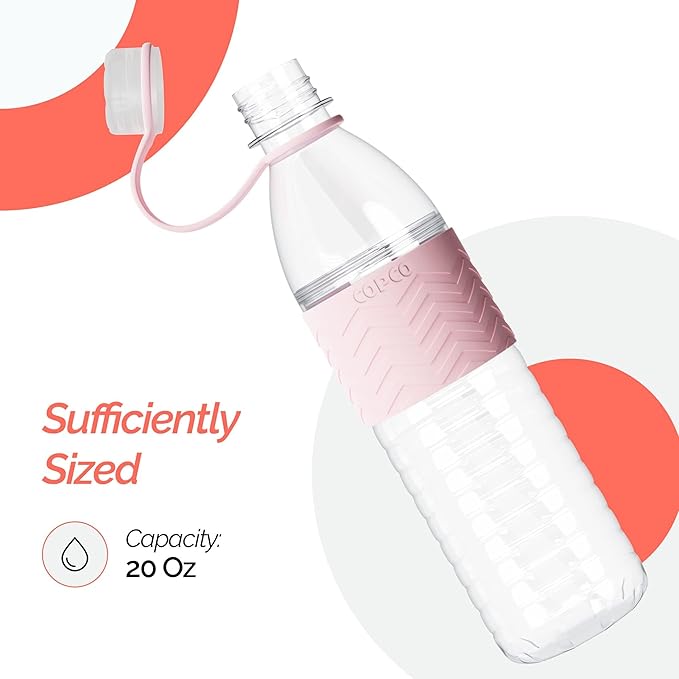 Copco Hydra 20 oz Water Bottle with Carrying Loop – Leak Proof, BPA Free Tritan, Dishwasher Safe, Twist-Open Body, Non-Slip Silicone Grip, Perfect for Gym, Travel & Daily Use (Pink)