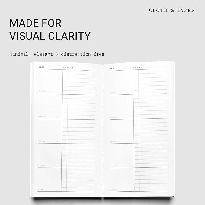 Cloth & Paper Travel Notebook | Goal Tracker – Ibiza | Pocket Plus Goal Planner Notebook 3.2" x 6" | Goal Tracker for Planning, Progress Tracking, Productivity & Personal Goals – Soft Touch Cover