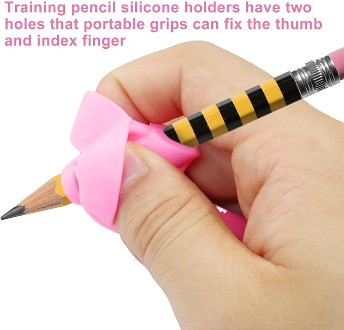 16 Pcs Ergonomic Pencil Grippers, Comfortable Pencil Grips Writing Aid Correction Tool, Multi-Color Silicone Pencil Holder for Adults Special Education
