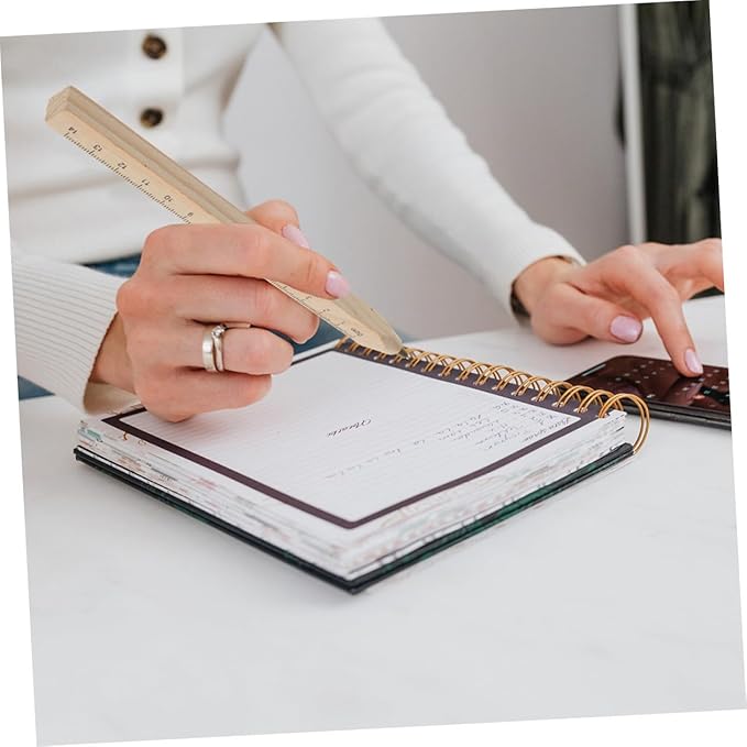 20pcs Black Wooden Ballpoint Pens Set with Printed Ruler, Biodegradable Carpenter Marker Pens for Construction and Woodworking Supplies