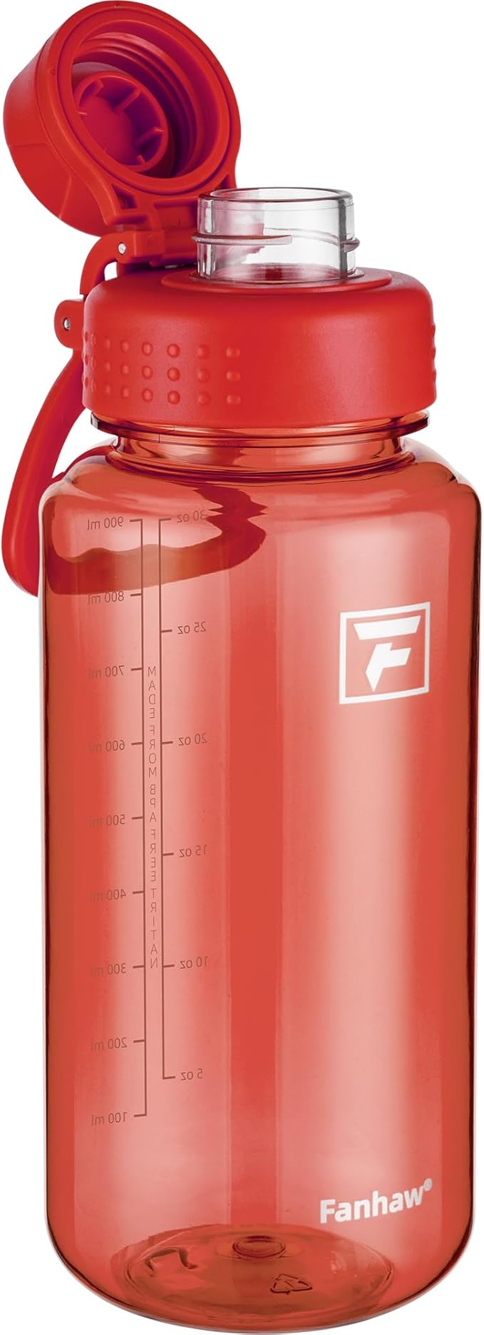 Fanhaw 32 oz Clear BPA-Free Tritan Water Bottle with Fast-Flow Spout Lid, Leakproof Wide-Mouth Reusable Bottle for Gym, School & Office (Red)