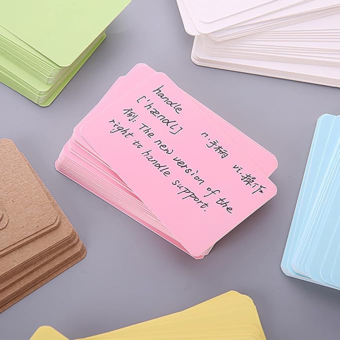 VANRA 300PCS Small Blank Index Cards 3.5x2 inches Note Cards Study Flash Cards, Word Message Gift DIY Cards Kraft Paper Tags (Assorted Colors Light, 300/Pack)