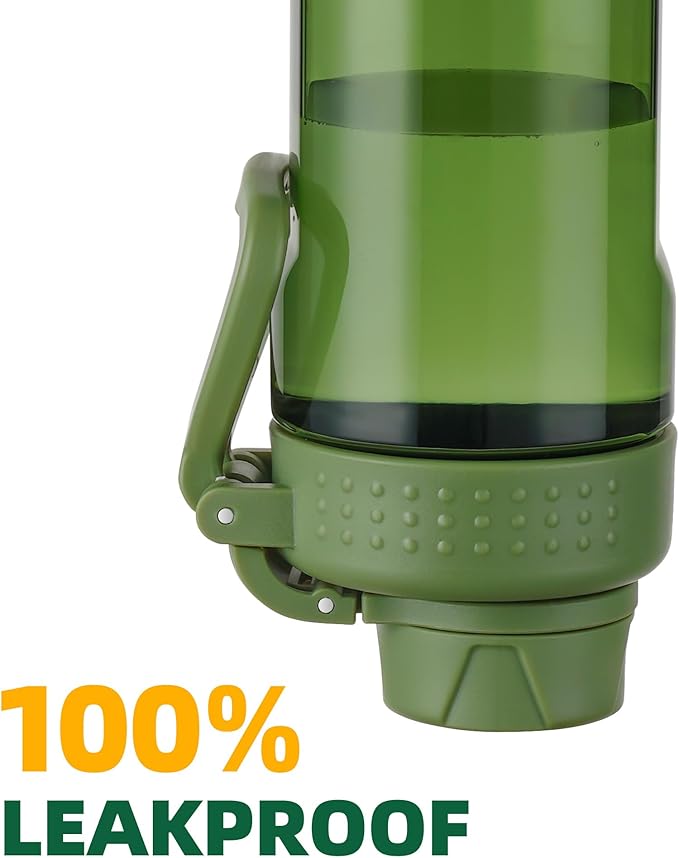 OLDLEY Water Bottles 20oz BPA Free Tritan Water Bottle with Carry Handle and Spout Lid, Leakproof Kids Water Bottle for Home,Travel, School, Outdoors, Olive Green