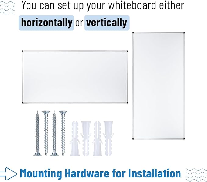 Mr. Pen- Magnetic Dry Erase Board for Wall, 24" x 48", Silver Aluminum Frame, Large White Board Dry Erase with Marker Tray & Mounting Hardware