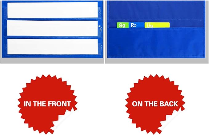 Magnetic Pocket Chart with 10 Dry Erase Cards for Standards,Daily Schedule,Activities,Class demonstrations (Blue)