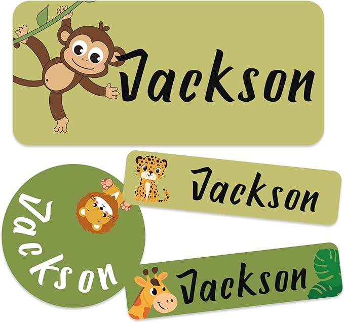 Daycare Name Labels for Kids, 360pcs Waterproof & Removable Name Stickers for Water Bottles, Lunch Boxes and School Daycare Name Tag (Animal)