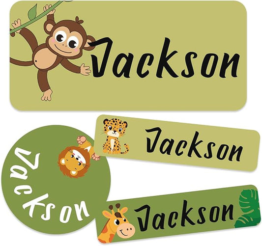 Daycare Name Labels for Kids, 360pcs Waterproof & Removable Name Stickers for Water Bottles, Lunch Boxes and School Daycare Name Tag (Animal)
