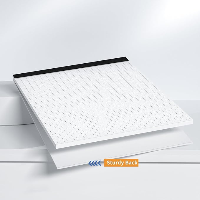 AILZFEI Dot Grid Desk Notepad 2 Pack 8.5 x 11 Dot Paper Pad, 30 Sheets per Pad, White, 5x5 (5 Dots per inch), Easy-Tear Perforations, 8.5"x11" Dot Grid Paper Note Pad