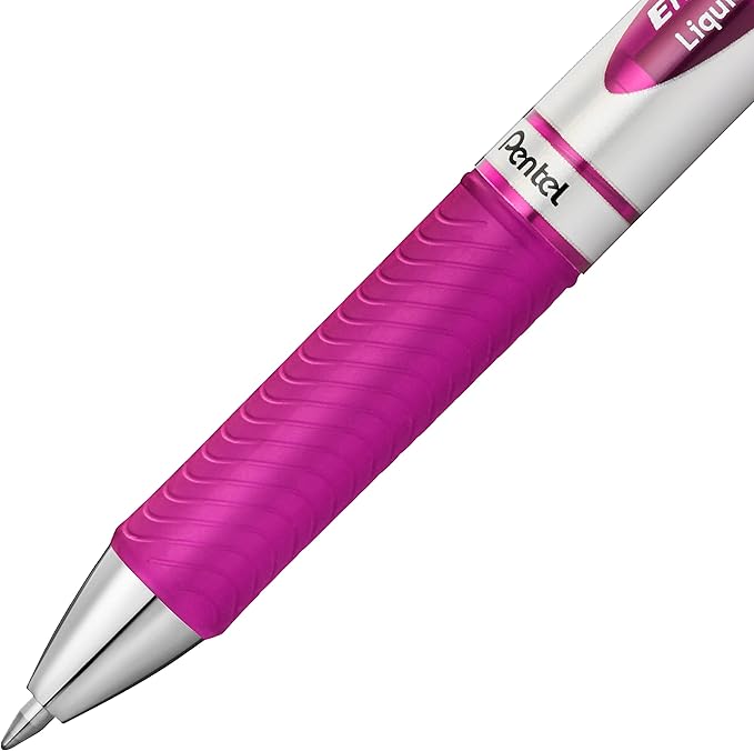 Pentel EnerGel RTX Retractable Liquid Gel Ink Pen, (0.7mm) Medium line, Magenta Ink, Box of 12 Pens (BL77-V4)