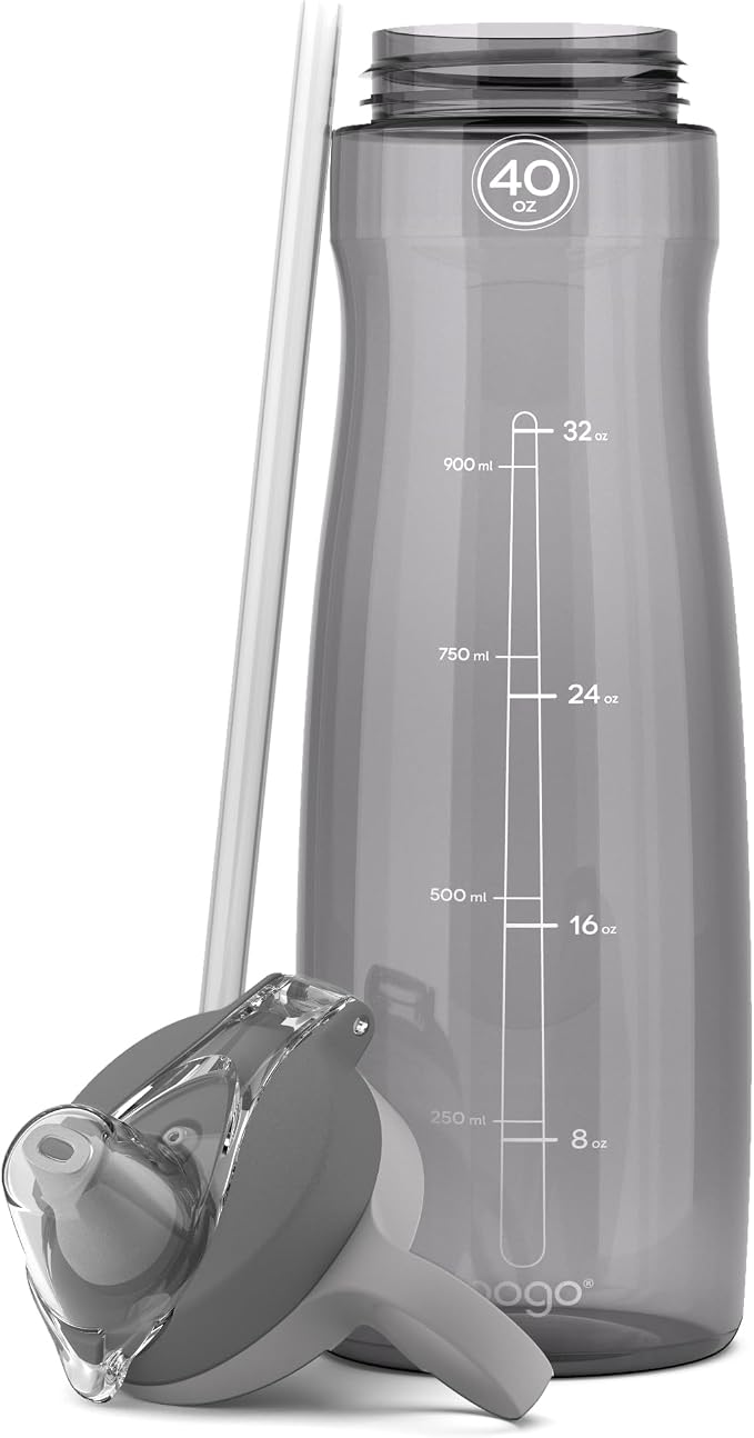 Pogo Plastic Water Bottle with Chug Lid and Carry Handle, Reusable, BPA Free, Dishwasher Safe, Perfect for Travel, School, Outdoors, and Gym, 18oz 32oz 40oz 64oz
