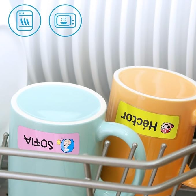 310 Custom Name Labels with Icon. 200 Eco-Friendly Iron-On Fabric Labels + 110 Waterproof Stickers for School, Daycare & Nursing Home