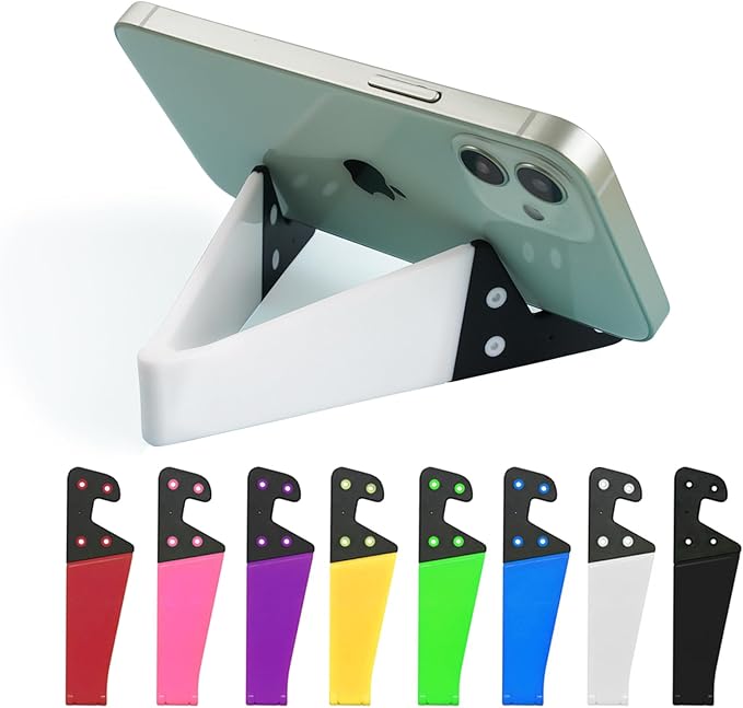 Kemoxan 8 Pack Portable Cell Phone Stand for Desk, Colourful Pocket Smartphone Kickstand, V Small Phone Travel Mount 【0.4" Slot Width】 Compatible with Universal iPhone IPads Android Kindle
