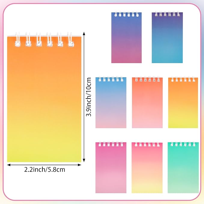 Hooqict 24 Pack Mini Pocket Notebooks Bulk Small Spiral Notebook Colorful Notepads Memo Note Pads for Kids Party Favors, Nurse, Office, Classroom School Supplies, 3.9 x 2.4 Inch