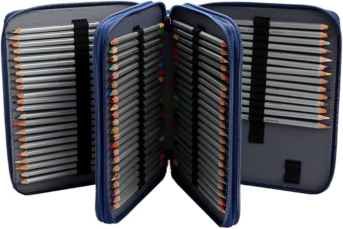 Portable Colored 120 Slots Pencil case Organizer with Printing Pattern for Watercolor Pens or Markers, Pencil Case Organizer for Artist