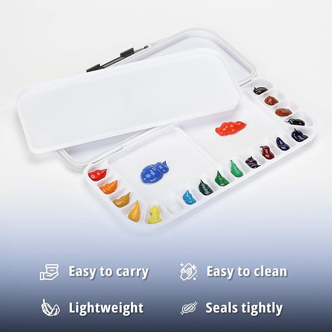 Mr. Pen- Airtight Watercolor Palette with Lid, 18 Wells & 2 Mixing Areas, Lightweight Sealing Paint Palette for Travel, Painting, Watercolor Mixing, Art Class and Studio Use