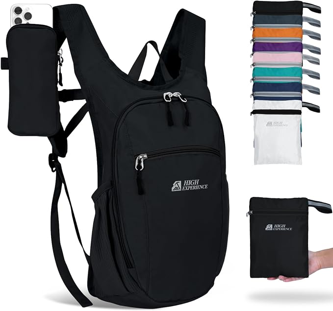 Small Hiking Backpack Packable Lightweight for Women Men | 10L/15L, Hiking Daypack, Foldable, Water Resistan, Ultralight, with Phone Pocket, Travel, Outdoor, Walking