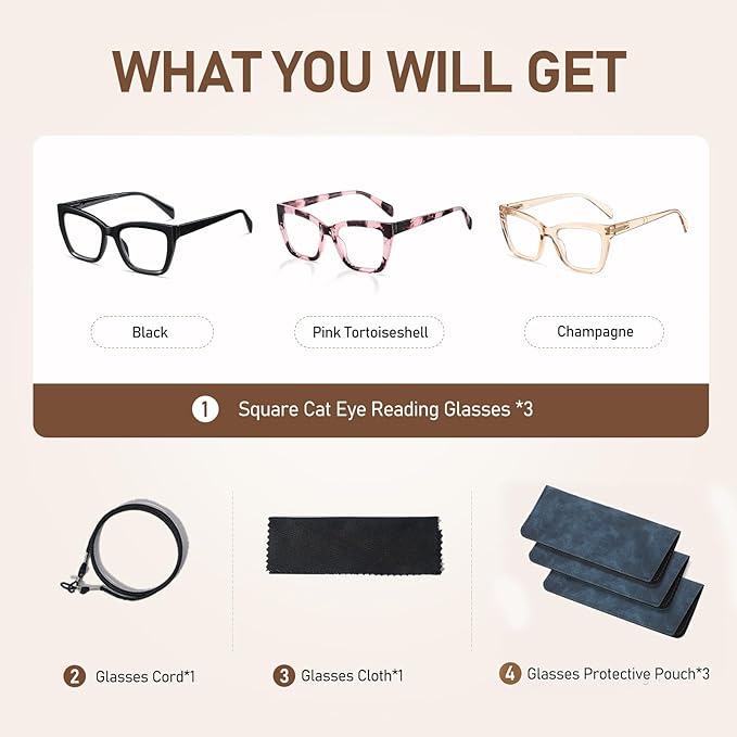 LKEYE Oversized Reading Glasses Women Men Oprah Style Blue Light Blocking Computer Square Reader Spring Hinge Eyewear LK6085