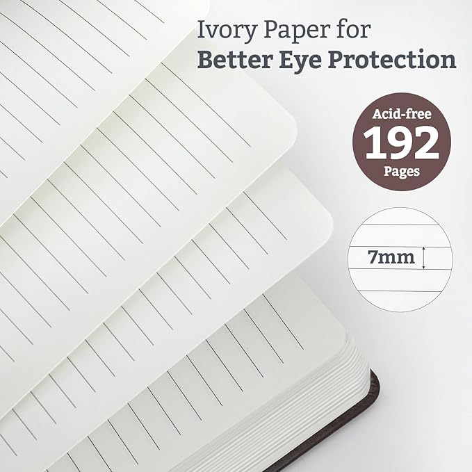 2Pack Lined Hardcover Journal Notebook, A5 192 Pages 100Gsm Thick Paper College Ruled for School,Note Taking,Work,Diary，5.7''*8.3'',Brown