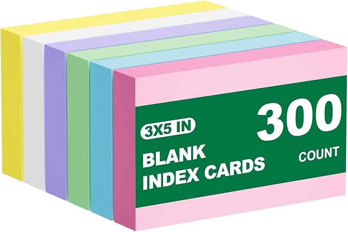 300 Count Blank Index Cards 3x5 Notecards Flashcards for Studying Colorful Flash Cards Blank 3 by 5 Neon unlined Index Cards Bulk Small Cute Cards Pretty Study Flashcards 3 x 5 Note Cards 6 Pack of 50