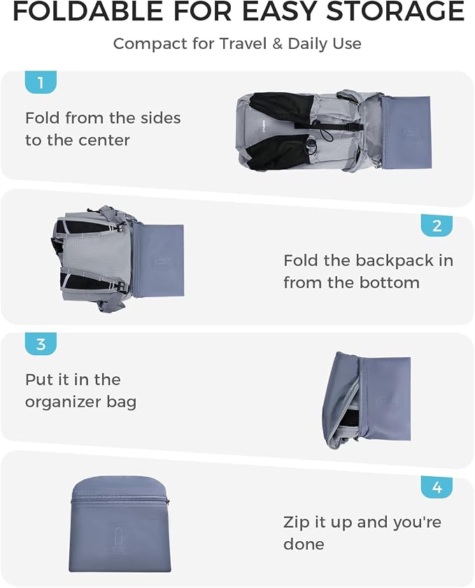 ECOHUB 15L Ultra-Lightweight Packable Backpack, Casual Daypack for Daily Use, Small Hiking & Travel, Foldable Backpack, Water-Resistant Nylon, Reflective Design