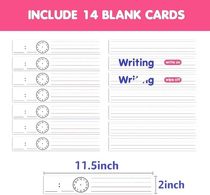 Auchq Magnetic Pocket Chart,Standard Pocket Chart with 7+1 Pockets,14 Double-Sided Dry-Eraser Cards for Daily Schedule,Class Demonstrations,Classroom Office Home Activities (Black)