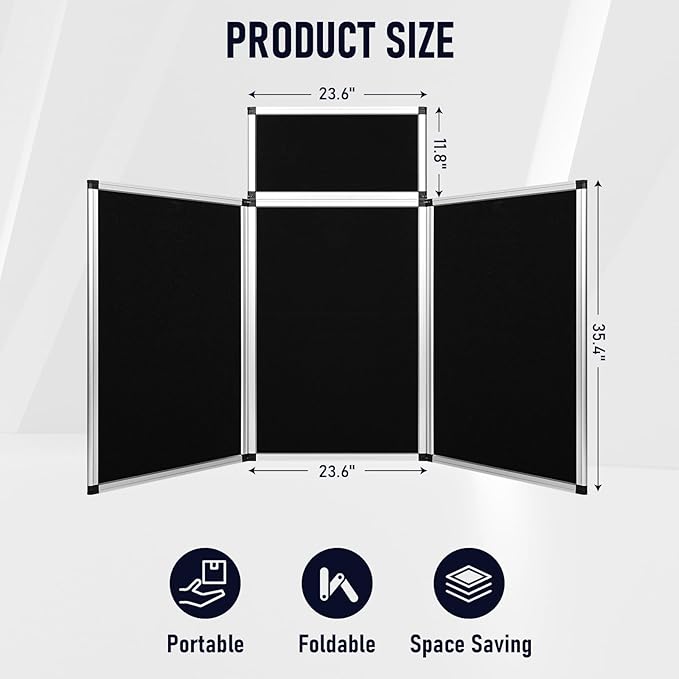jxgzyy Trade Show Presentation Board 3+1 Panel Trifold Poster Board with Storage Bag Single Sided Art Display Panels Tabletop Folding Panel Display for School Workshop