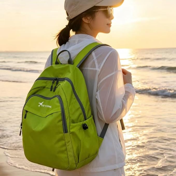 Geboldil Men's and women's lightweight foldable hiking travel backpack waterproof camping backpack green