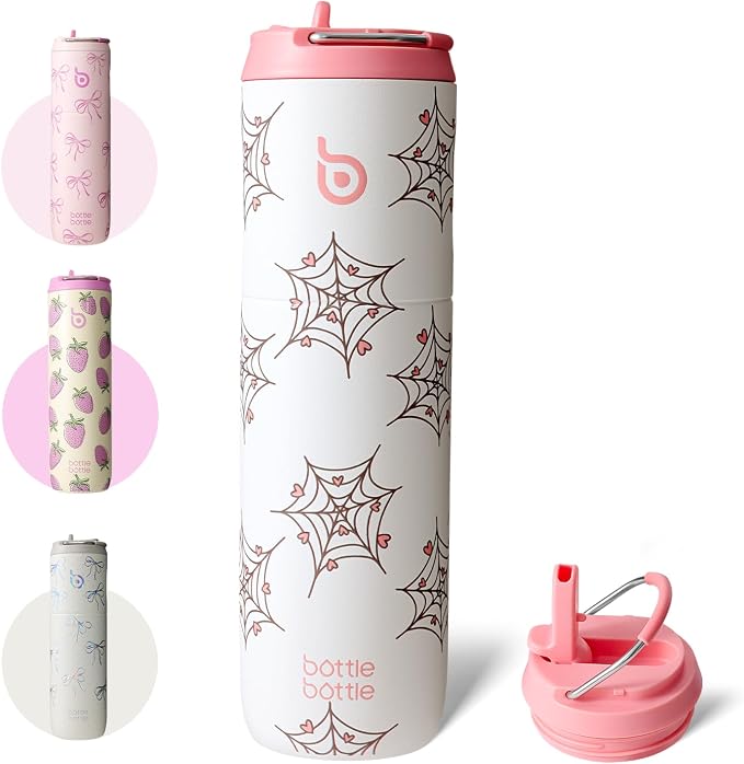 BOTTLE BOTTLE Insulated Water Bottle 24oz with Straw Lid and Handle Sports | for Travel Gym school,Stainless Steel Water Bottles,Double-Wall,Vacuum Metal,Leak Proof,BPA-Free