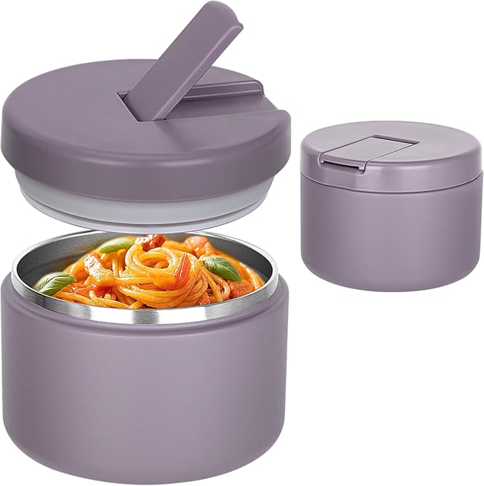 Pawtong 12oz Insulated Vacuum Food Jar with Buckle Lid Wide Mouth Soup Thermo for Hot Food Kids Leakproof Stainless Steel Lunch Container