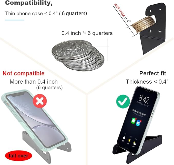 Kemoxan 8 Pack Portable Cell Phone Stand for Desk, Colourful Pocket Smartphone Kickstand, V Small Phone Travel Mount 【0.4" Slot Width】 Compatible with Universal iPhone IPads Android Kindle