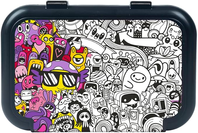 ZIPIT Recycled Plastic Pencil Box for Girls, Large Capacity Pencil Case for School, Durable Stationery Organizer Box, Doodles