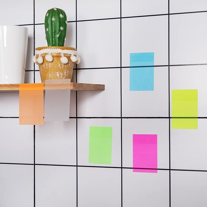 Transparent Sticky Notes,3x3 Inch Clear Sticky Notes,Waterproof White Bible Sticky Note,Transparent Stickers for School Supplies College(3-Color,10 Packs,500 Sheets)