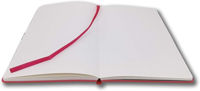 Softcover Bullet Notebook Journal, Dotted/Dot Grid, A5, 5.8x8.3 Inches, Premium Faux Leather, Creamy Thick Paper, Sewn Bound, Elastic Band, Inner Pocket, Pen Loop, Lays Flat, Azure