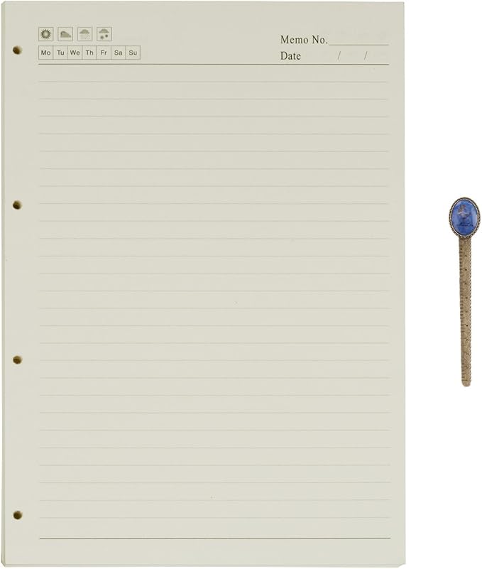 A4 Refill Paper 4 Hole Punched Filler Paper Refills for A4 Loose Leaf Notebook Travel Journal Personal Diary Planner Binder, 80 Sheet/160 Page, Lined Paper