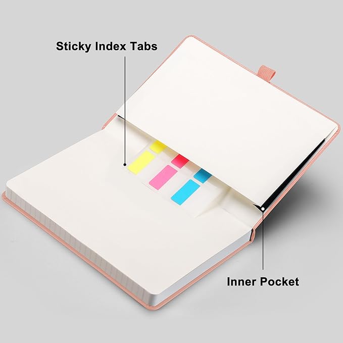 RETTACY Graph Grid Paper Notebook, 192 Pages, A5 Medium Size (5.7'' x 8.3''), 5 Squares per Inch, Leather Hardcover, 100 GSM Thick Paper, for School, Students, Math, Engineering (Pink)