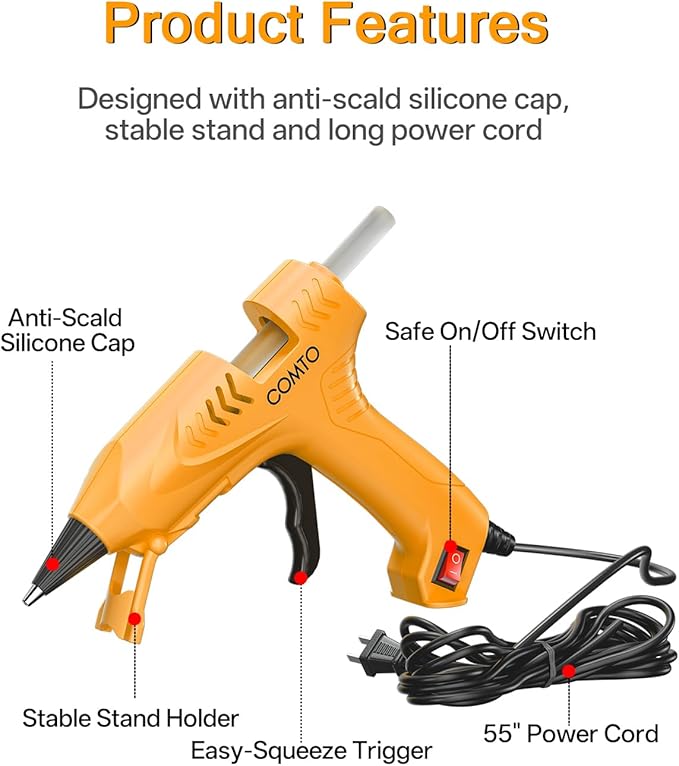 Hot Glue Gun Kit with 30 Sticks, 20W Fast Preheating Mini Hot Glue Gun and Sticks Set for School Crafts DIY Arts and Quick Home Repairs, Yellow
