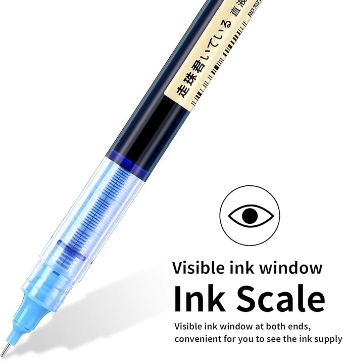 Frienda 12 Pcs Rolling Ball Pen 0.5 mm Japanese Pen,Black and Blue