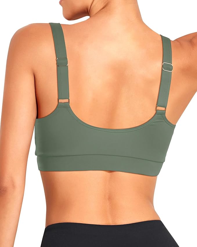 Tempt Me Women Sports Bra Bikini Tops Scoop Neck Bathing Suits Top Padded Swim Crop Tops Only
