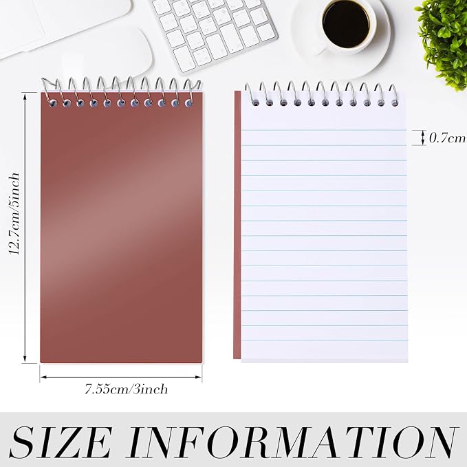Leinuosen 100 Pcs Spiral Memo Pads 3x5 Inch 75 Sheets College Ruled Small Pocket Notebooks Little Mini Notepads Bulk Top Bound Lined Note Pads for Home School Office Travel Work (Vivid Color)