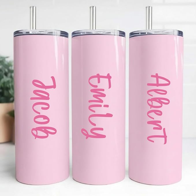 UV DTF Cup Wrap Letter Stickers Vinyl Decals,Pink,6 Sheets | Personalized Name Stickers for Water Bottles Tumblers, Waterproof UV DTF Alphabet A-Z Stickers for 14-48oz Mugs DIY Craft